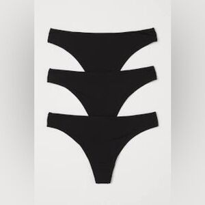 NWT HM 3-Pack Women's Mid-rise Black Thong Underwear